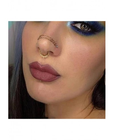 Nose Chain Piercing Across Nose Double Nose Piercing Chain L Shaped Diamond Nose Stud Chain Surgical Steel Nose Ring Chain No...