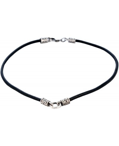 4mm Black Leather Necklace with a Silver Loop and Ends (CL2 Black) $23.20 Chokers