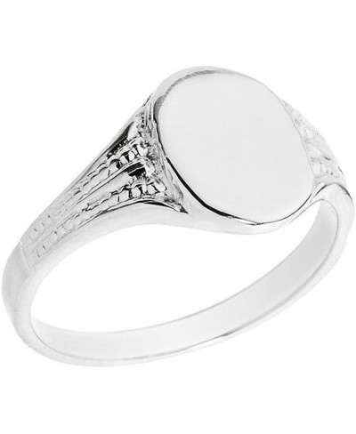 925 Sterling Silver Textured Band Engravable Oval Face Signet Ring (Size 5) $35.20 Bands