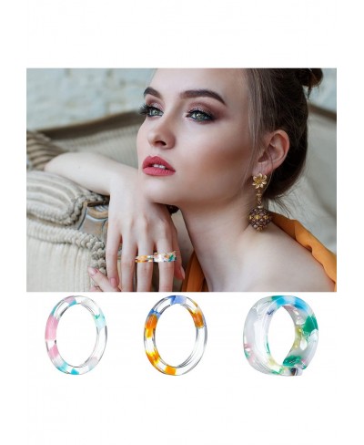 15 Pieces Resin Rings Colorful Acrylic Rings for Women Open Adjustable Thick and Thin Round Rings Set Vintage Tortoise Marble...