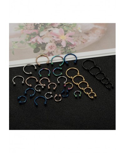 18-30Pcs 16G 316L Stainless Steel Nose Rings Cartilage Ear Septum Piercings Helix Tragus Horseshoe 6-14mm $13.05 Piercing Jew...