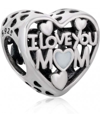 Heart Love Mom Charms 925 Sterling Silver LOVE Mother's Day Gift Dangle Bead Fit Necklace and Bracelet (B) $14.80 Charms & Ch...