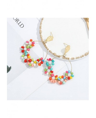 Multicolored Beaded Flower Drop Earrings Colorful Handmade Bohemian Style Dangle Earrings for Women Girls $11.27 Drop & Dangle