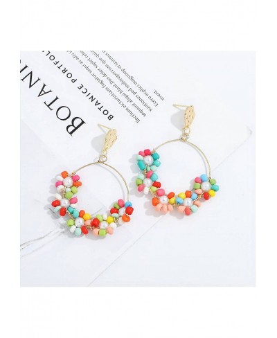 Multicolored Beaded Flower Drop Earrings Colorful Handmade Bohemian Style Dangle Earrings for Women Girls $11.27 Drop & Dangle