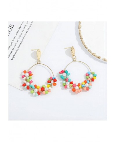 Multicolored Beaded Flower Drop Earrings Colorful Handmade Bohemian Style Dangle Earrings for Women Girls $11.27 Drop & Dangle