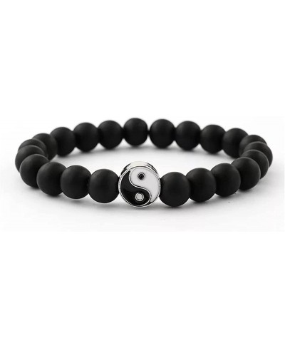 2-3Pcs Handmade Yin Yang Natural Stone Bead Bracelet Set for Women Men Best Friend Adjustable Braided Cord Strand Tai Chi Gos...