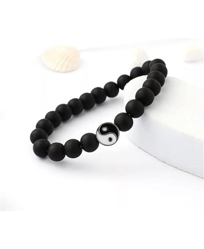 2-3Pcs Handmade Yin Yang Natural Stone Bead Bracelet Set for Women Men Best Friend Adjustable Braided Cord Strand Tai Chi Gos...