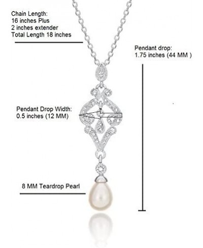 Regal Teardrop Simulated Pearl Bridal Necklace Rhodium Plated Best Selling Bridal Necklace $20.92 Y-Necklaces