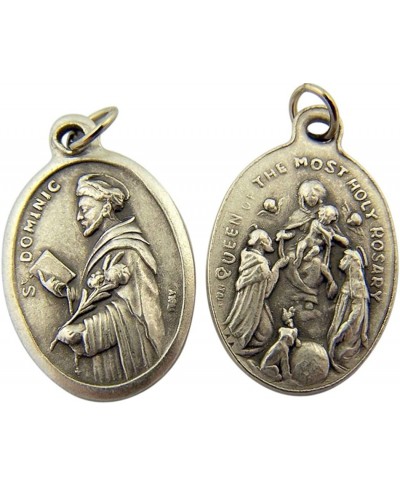 Silver Toned Base Saint Dominic with Our Lady of The Rosary Medal 1 Inch $7.75 Pendants & Coins