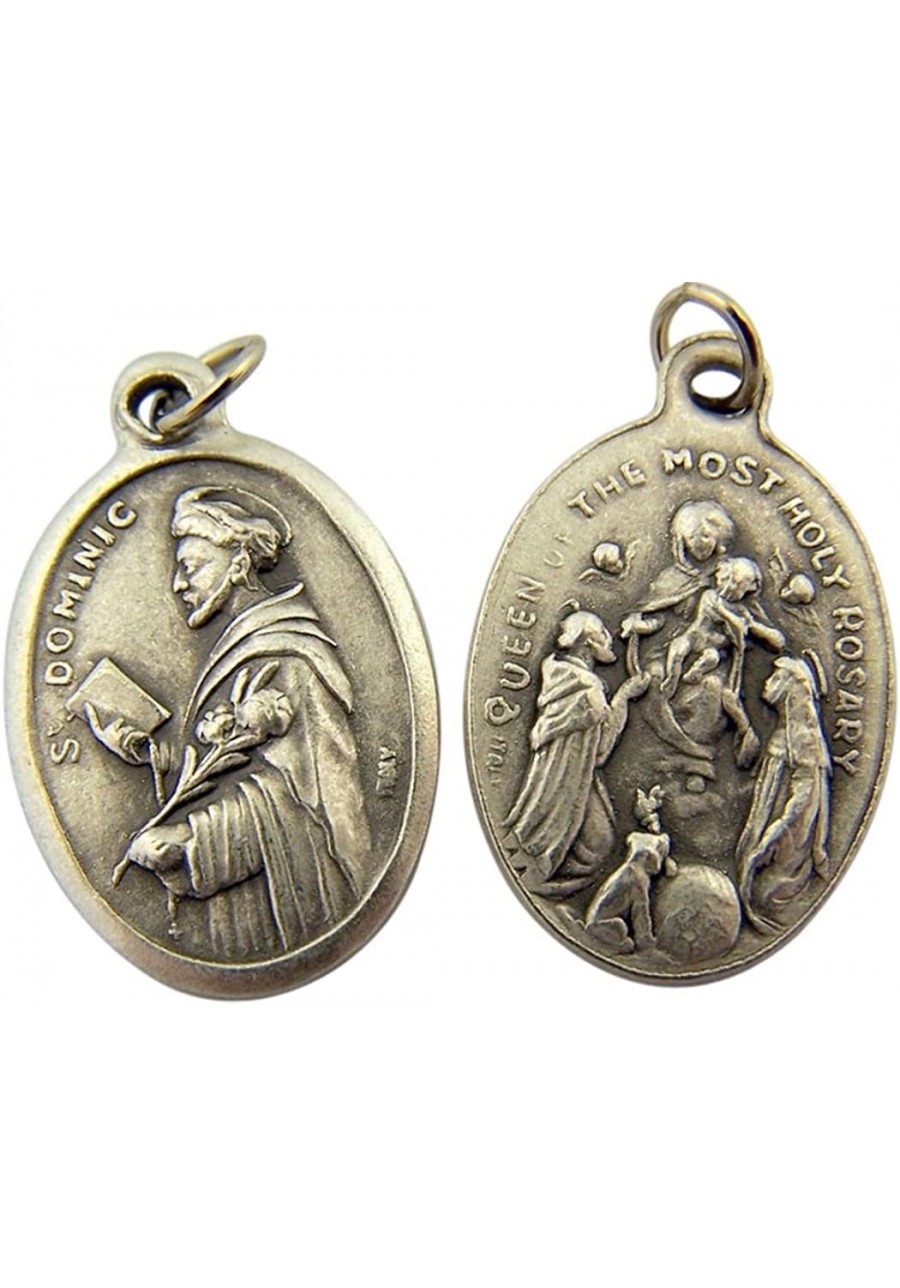 Silver Toned Base Saint Dominic with Our Lady of The Rosary Medal 1 Inch $7.75 Pendants & Coins