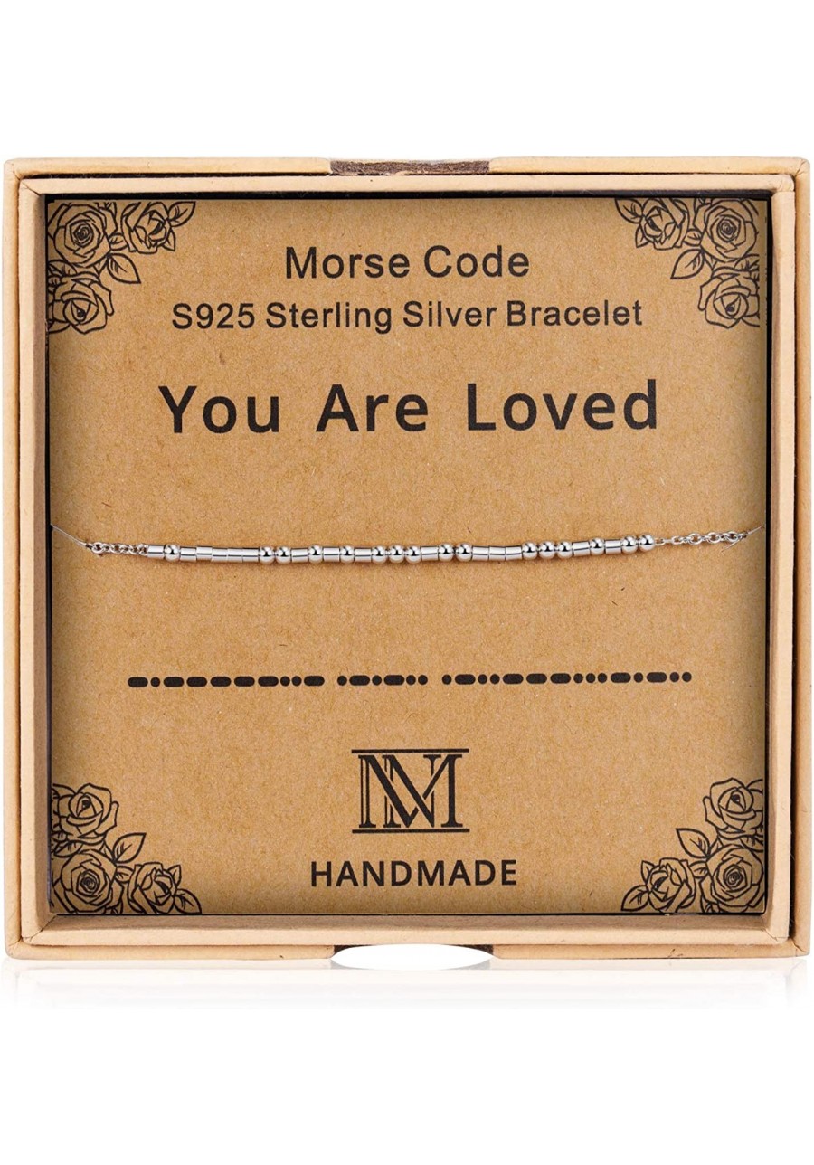 Morse Code S925 Sterling Silver Bracelet for Women Beads Jewelry Mother Inspirational Bracelet Mother's Day Birthday Gift for...