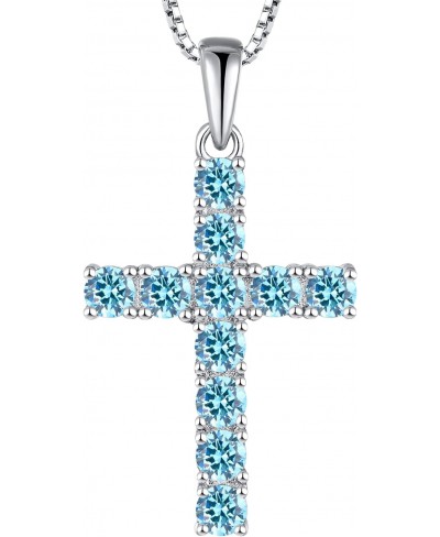 Women's Cross Necklace 925 Sterling Silver Halo Crucifix Pendant Gemstones Criss Jewelry $45.72 Pendant Necklaces