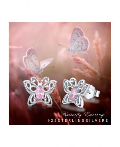Butterfly Stud Earrings 925 Sterling Silver Butterfly Jewelry Gifts for Women Girls Hypoallergenic Earrings for Sensitive Ear...