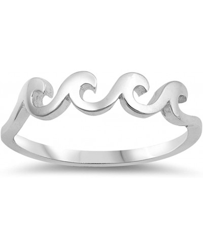 Wave High Polish Ocean Sea Thumb Ring New .925 Sterling Silver Band Sizes 4-10 $13.44 Bands