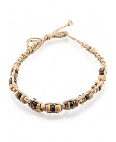 Hemp Anklet Bracelet with Tiger and Black Coconut Wood Beads $9.62 Anklets