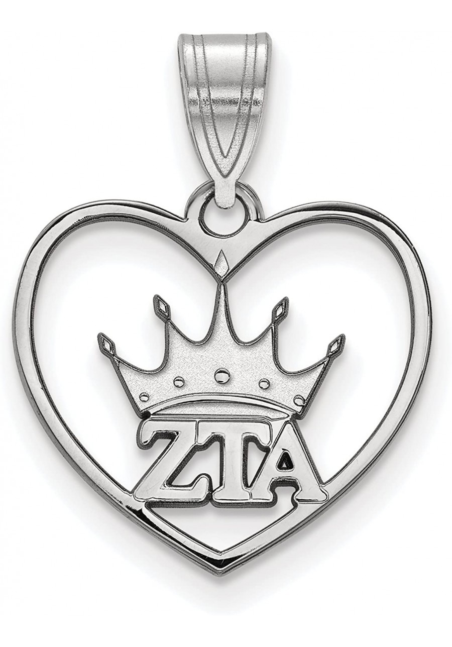 Sterling Silver Zeta Tau Alpha Heart Pendant Chain Included $31.56 Pendants & Coins