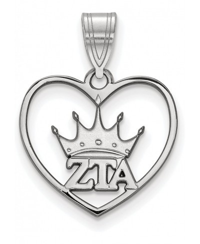 Sterling Silver Zeta Tau Alpha Heart Pendant Chain Included $31.56 Pendants & Coins