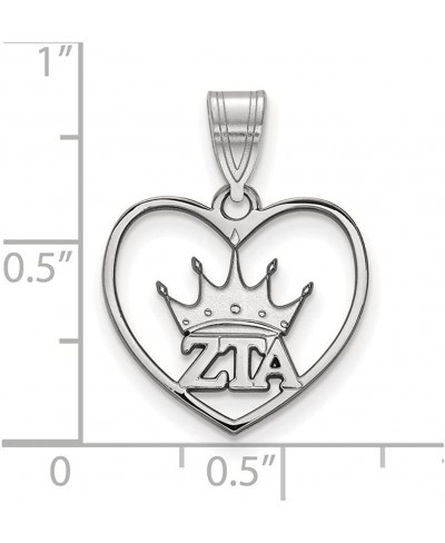 Sterling Silver Zeta Tau Alpha Heart Pendant Chain Included $31.56 Pendants & Coins