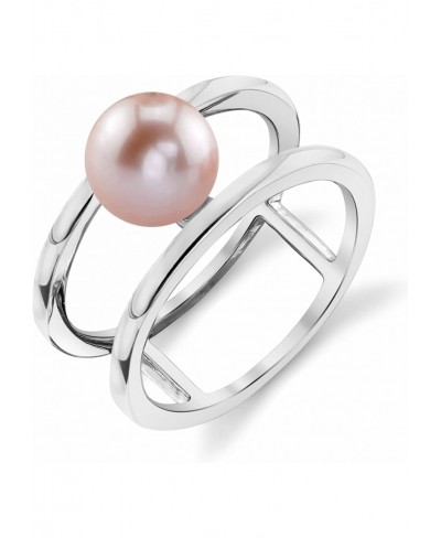 7-8mm Genuine Pink Freshwater Cultured Pearl Ora Ring for Women $36.73 Statement