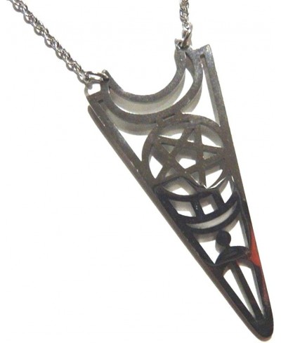 Art Deco Inspired Inverted Pentagram & Crescent Moon Necklace Cutout Pendant on Stainless Steel Chain $13.70 Y-Necklaces