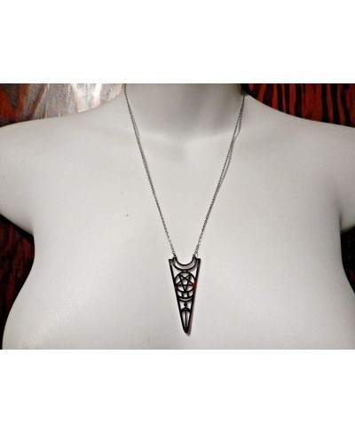 Art Deco Inspired Inverted Pentagram & Crescent Moon Necklace Cutout Pendant on Stainless Steel Chain $13.70 Y-Necklaces