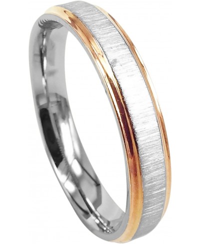 Women Titanium Ring Dome Anniversary Wedding Ring Two Tone Silver and Rose Gold 4mm Size 3.5-16.5 $24.89 Wedding Bands
