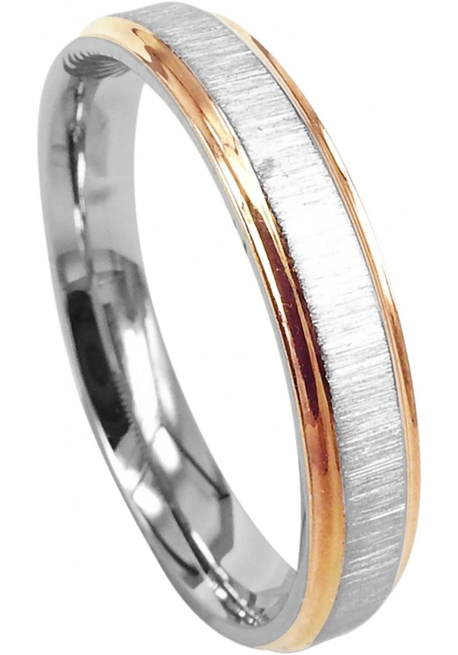 Women Titanium Ring Dome Anniversary Wedding Ring Two Tone Silver and Rose Gold 4mm Size 3.5-16.5 $24.89 Wedding Bands