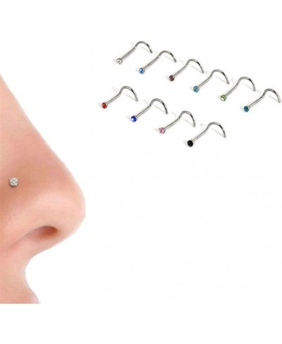 10Pcs/Set Round Crystal Nose Screw Studs Rings Nose Nail Party Accessories $8.38 Piercing Jewelry