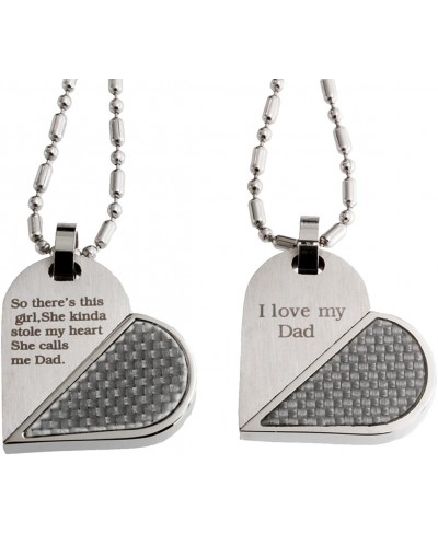 Stainless Steel Matching Transform Heart Father and Daughter Pendant Necklace Set $36.02 Pendants & Coins