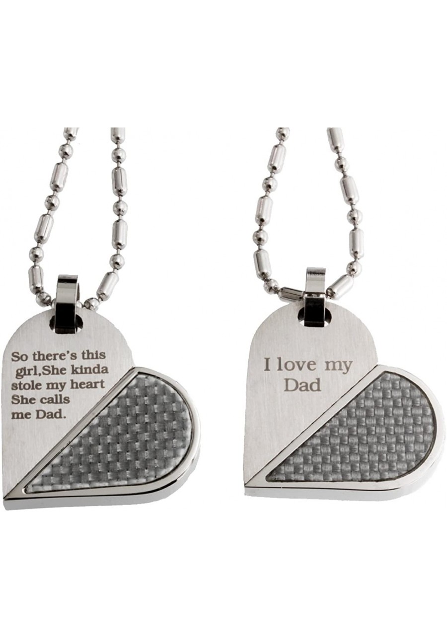 Stainless Steel Matching Transform Heart Father and Daughter Pendant Necklace Set $36.02 Pendants & Coins