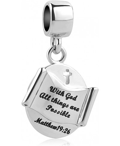 StickAny Cross Charm with God All Things are Possible Religious Dangle Bead Fits European Bracelets $10.44 Charms & Charm Bra...