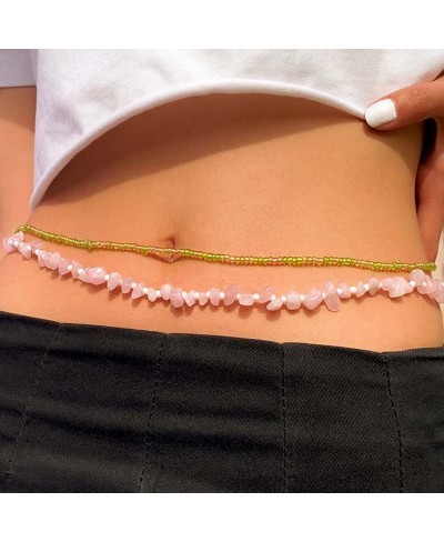 Beads Waist Chain Layered Handmade Seed Beads Belly Body Chain Colorful Elastic Party Body Chain Jewelry for Women (B) $11.92...