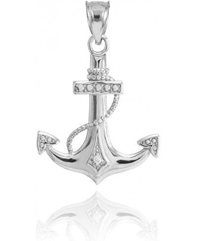 925 Sterling Silver CZ-Accented Fouled Anchor Charm Pendant $17.34 Pendants & Coins