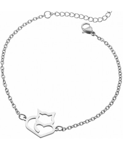 Stainless Steel Cute Cat Charm Holiday Birthday Daughter Mother Link Bracelet $8.47 Charms & Charm Bracelets