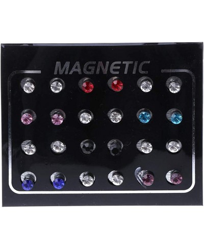 12 Pairs Crystal Rhinestone Magnetic Clip Non Piercing Earrings Fashion Jewelry $6.54 Clip-Ons