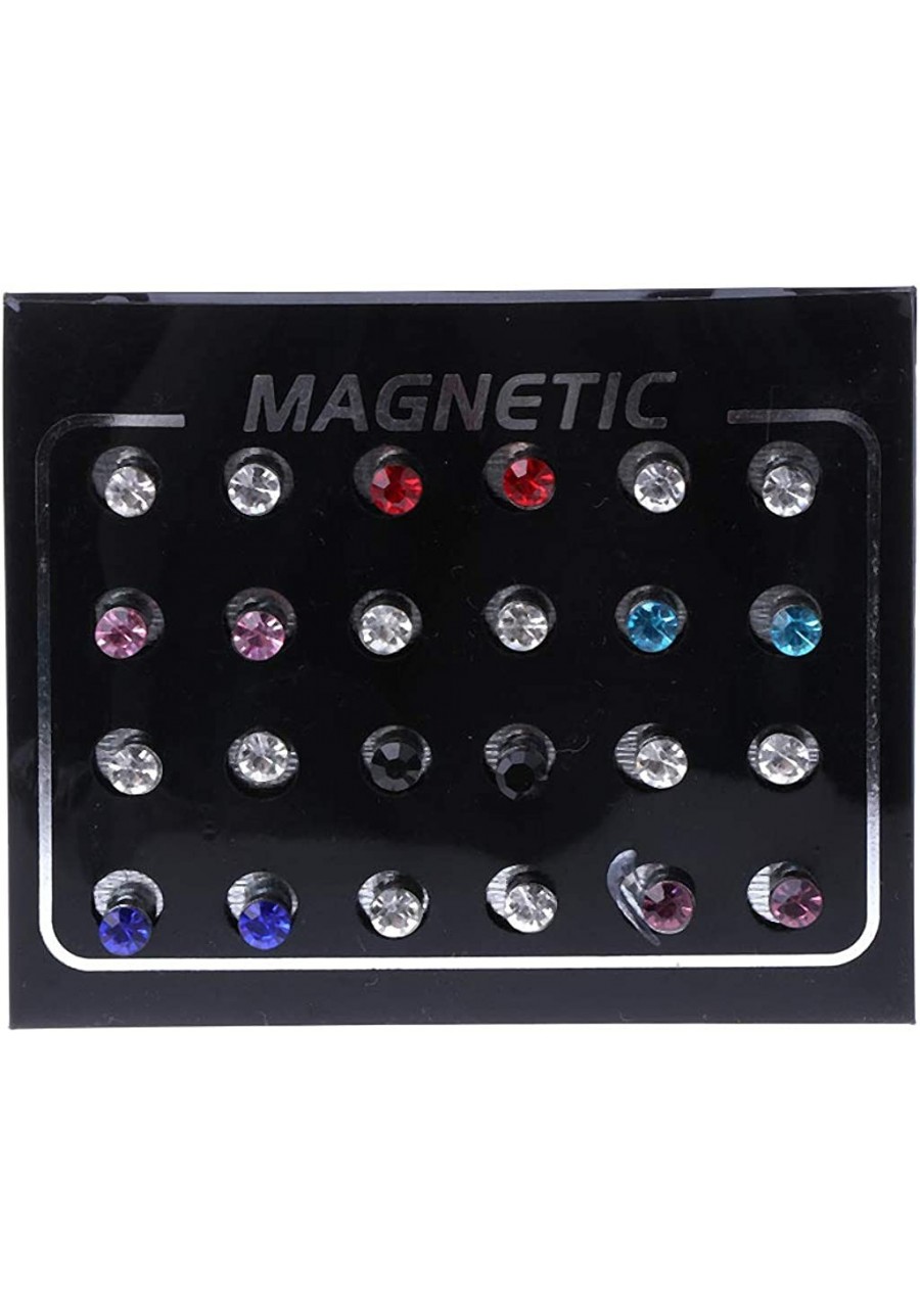 12 Pairs Crystal Rhinestone Magnetic Clip Non Piercing Earrings Fashion Jewelry $6.54 Clip-Ons