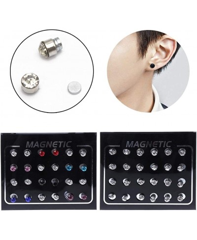 12 Pairs Crystal Rhinestone Magnetic Clip Non Piercing Earrings Fashion Jewelry $6.54 Clip-Ons