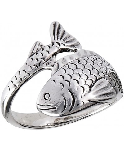 Oxidized Detailed Fish Wrap Animal Ring New .925 Sterling Silver Band Sizes 6-10 $15.93 Bands