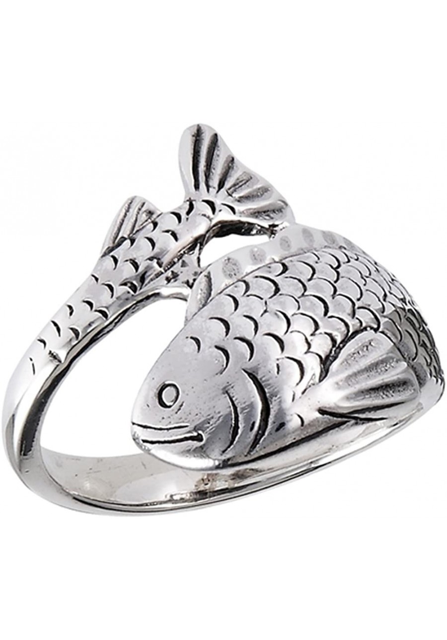 Oxidized Detailed Fish Wrap Animal Ring New .925 Sterling Silver Band Sizes 6-10 $15.93 Bands