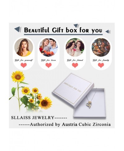 You are My Sunshine Necklace Sunflower Gifts for Women Sterling Silver Planted with Austrian CZ Two Tone Heart Pendant Jewelr...