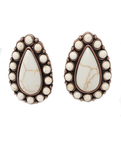 Western Turquoise Tear Drop Squash Blossom Clip-ons Earrings Navajo $16.34 Clip-Ons