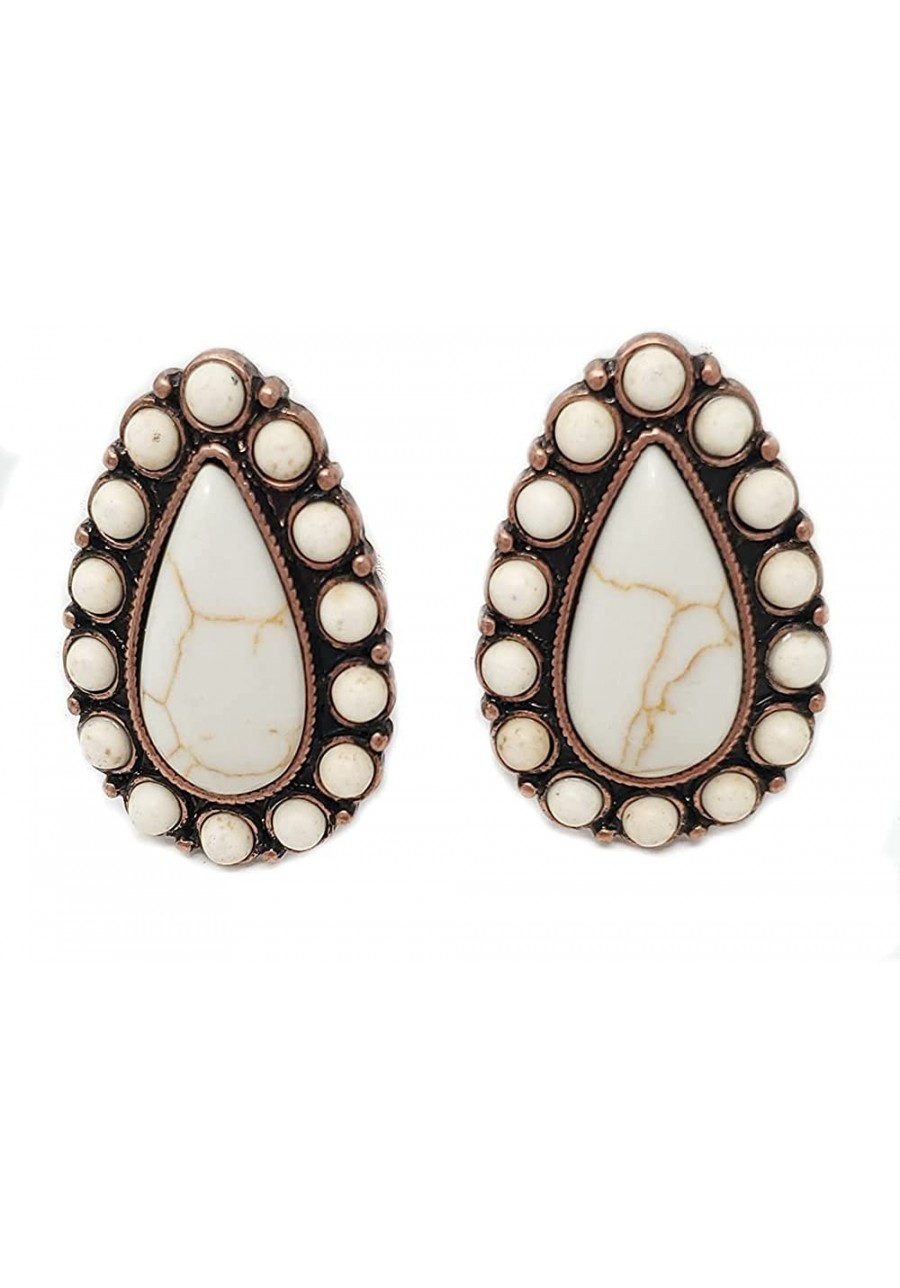 Western Turquoise Tear Drop Squash Blossom Clip-ons Earrings Navajo $16.34 Clip-Ons