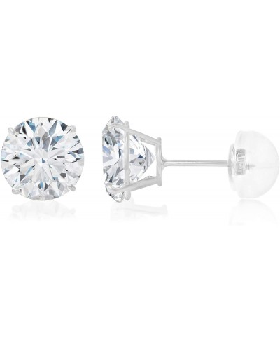 14K Gold Round Solitaire Cubic Zirconia CZ Stud Push Back Earrings in Yellow OR White (Various Sizes) $32.57 Stud