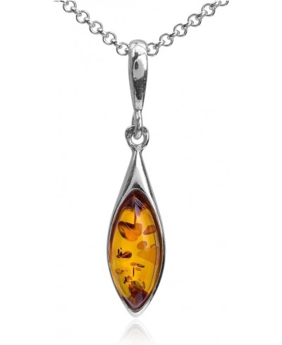 Sterling Silver Amber Marquise Earrings Necklace Set 18 inches $33.35 Jewelry Sets