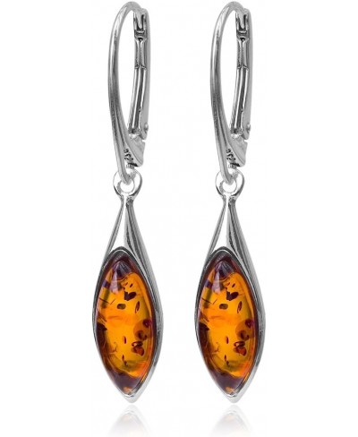 Sterling Silver Amber Marquise Earrings Necklace Set 18 inches $33.35 Jewelry Sets