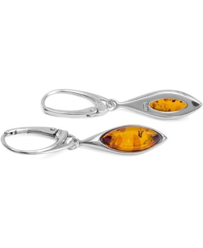 Sterling Silver Amber Marquise Earrings Necklace Set 18 inches $33.35 Jewelry Sets