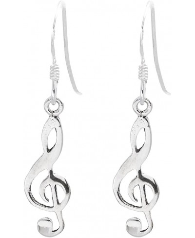 Musical Note Dangle Earrings - Drop Earrings with Treble Clef - 925 Sterling Silver Earrings for Women - 925 Silver Earrings ...