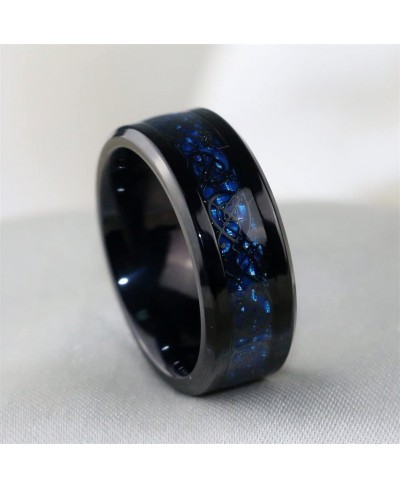 Couple Ring Bridal Set His Hers Black Gold Plated Blue CZ Stainless Steel Wedding Ring Band $17.67 Bridal Sets