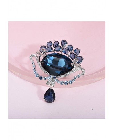 Elegant Flower Brooches Pins with Blue Crystal Rhinestone Oval Floral Brooch Jewelry for Women Bridal $29.77 Brooches & Pins