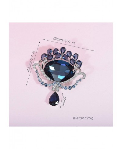 Elegant Flower Brooches Pins with Blue Crystal Rhinestone Oval Floral Brooch Jewelry for Women Bridal $29.77 Brooches & Pins